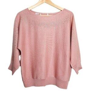 89th & Madison Dolman Sleeve Sparkle Light Sweater Pink Sz L